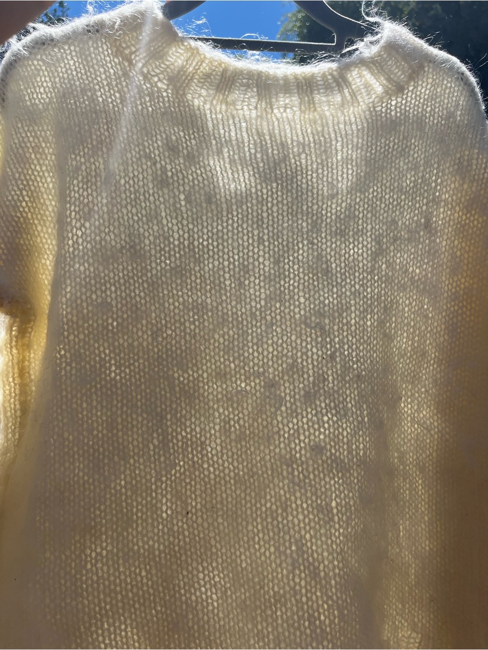 Vintage 90s Mohair Cozy Cream Fuzzy Knit Sweater - Women's Crewneck - Picture 7 of 7